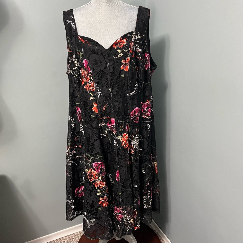 LAURA PLUS Floral print Black Dress women’s size 24 cocktail wedding guest